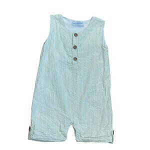 Watercolor Green Seersucker Romper sz 3